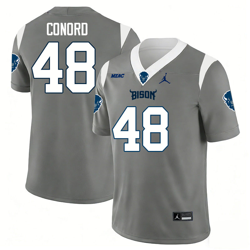 Howard Bison #48 Matt Conord College Football Jerseys,Uniforms Stitched-Grey